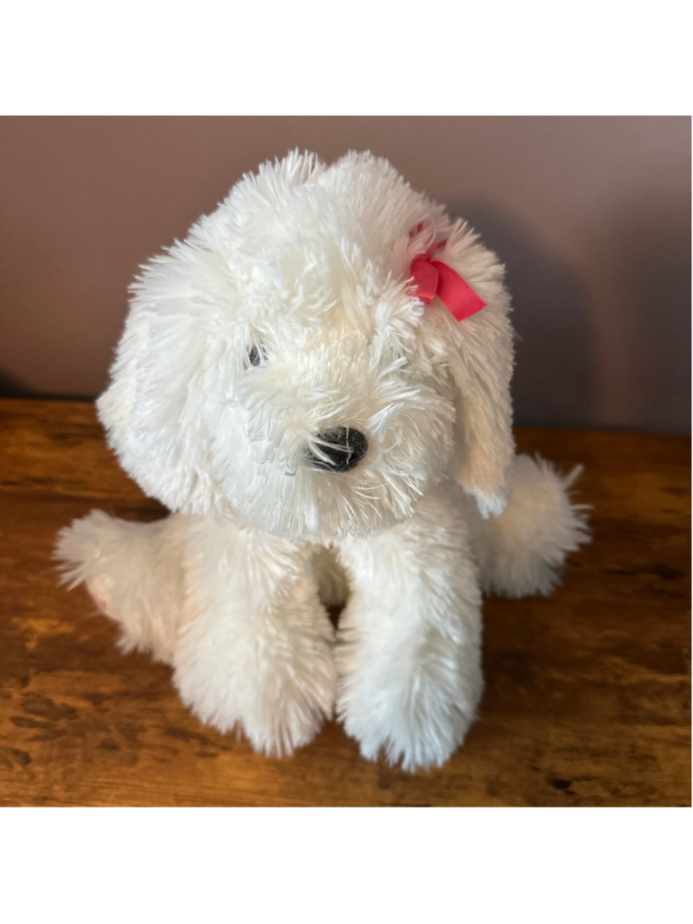 Victoria's Secret Molly Plush Dog 2004 White Pink Bow Collar 9" GUND